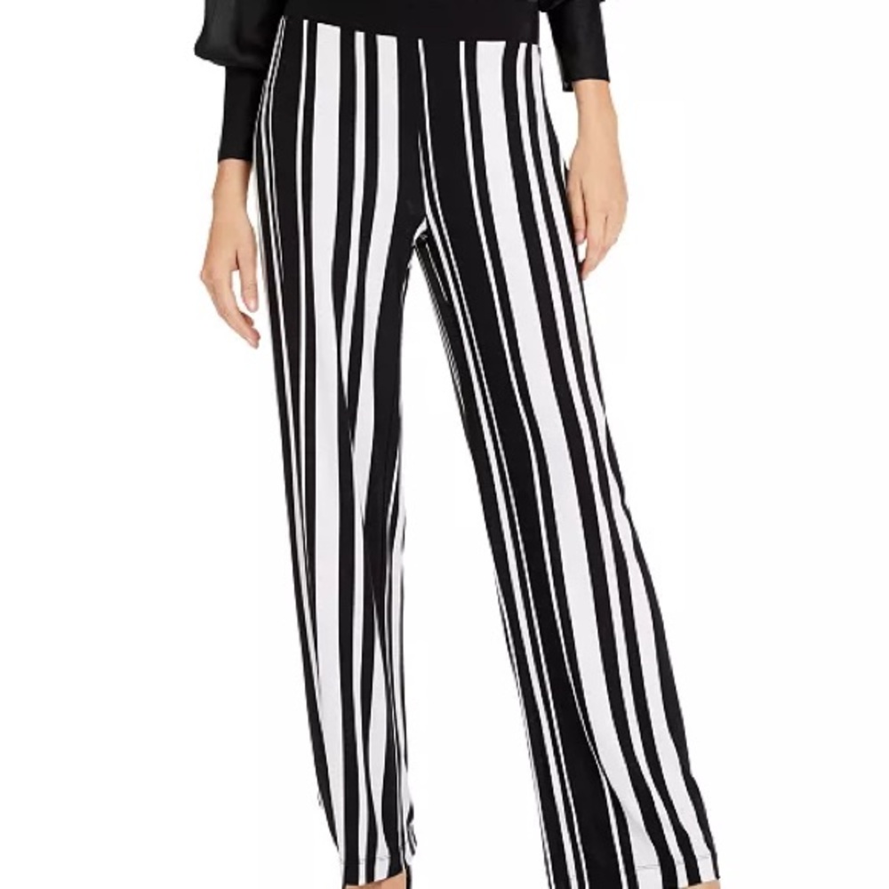 INC International Concepts Black and White Wide Leg Pants - Picture 1 of 8